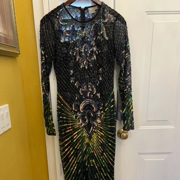 ASOS | Dresses | Asos Black And Multicolor Sequin Maxi Dress | Poshmark